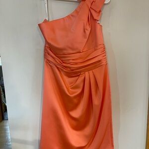 Coral One-Shoulder Short Formal Dress Size 6 David’s Bridal